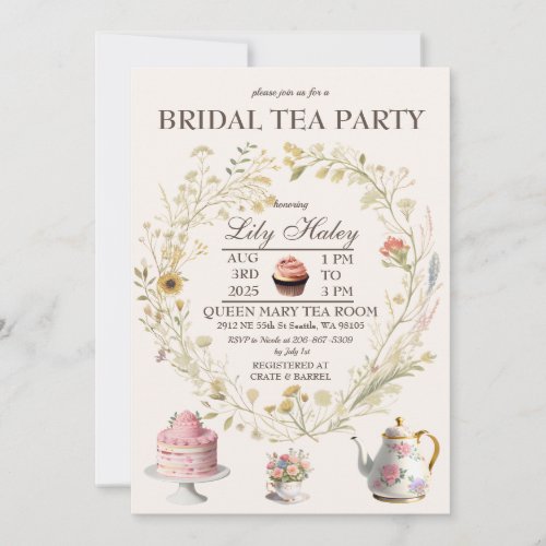 Cottagecore Tea Party Bridal Shower Invitation