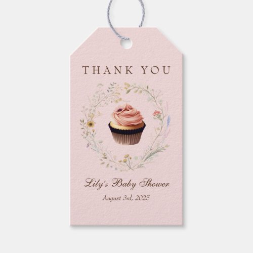 Cottagecore Tea Party Cupcake Thank You Gift Tag