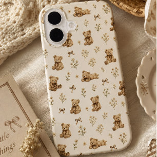 Cottagecore Teddy Bear Pattern Gift  iPhone 16 Case