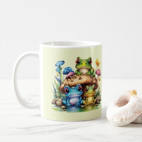 Cottagecore Toadstool Mushroom and Frog Coffee Mug