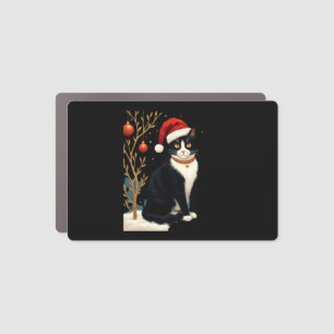 Cottagecore Tuxedo Cat Funny Xmas Aesthetic Santa Car Magnet