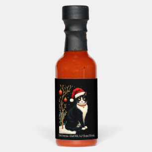 Cottagecore Tuxedo Cat Funny Xmas Aesthetic Santa Hot Sauces