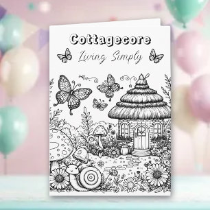 Cottagecore Villa and Butterflies Color Me Card