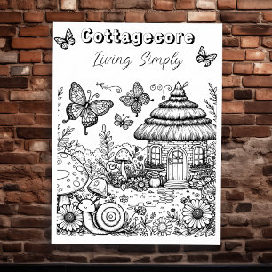 Cottagecore Villa and Butterflies Color Me Poster