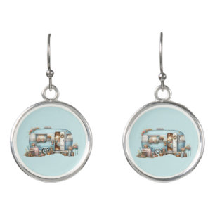 Cottagecore Vintage Floral Camper Boho Accents Earrings