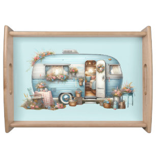 Cottagecore Vintage Floral Camper Boho Accents Serving Tray