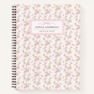 Cottagecore Vintage Floral Personalized Spiral Notebook