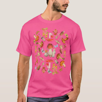 Cottagecore vintage Mushroom butterfly design for T-Shirt