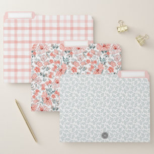 Cottagecore Watercolor Floral Gingham Custom File Folder
