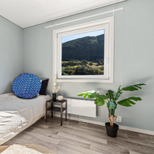 Cottagecore watercolor flowers blue pattern round pillow