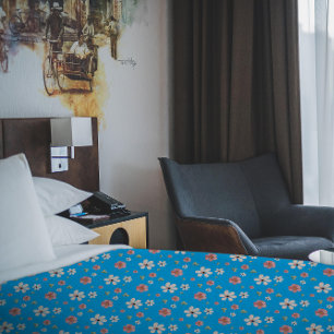 Cottagecore watercolor flowers Turquoise pattern Duvet Cover