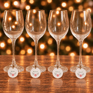 Cottagecore Watercolor Holly Christmas Wine Charm