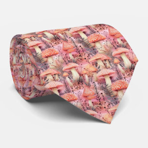 Cottagecore Watercolor Mushroom & Forest Botanical Neck Tie