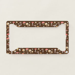 Cottagecore Wild Mushrooms Boho Hand-Drawn Rustic License Plate Frame