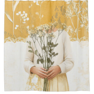 Cottagecore Wildflower Bouquet Portrait Shower Curtain