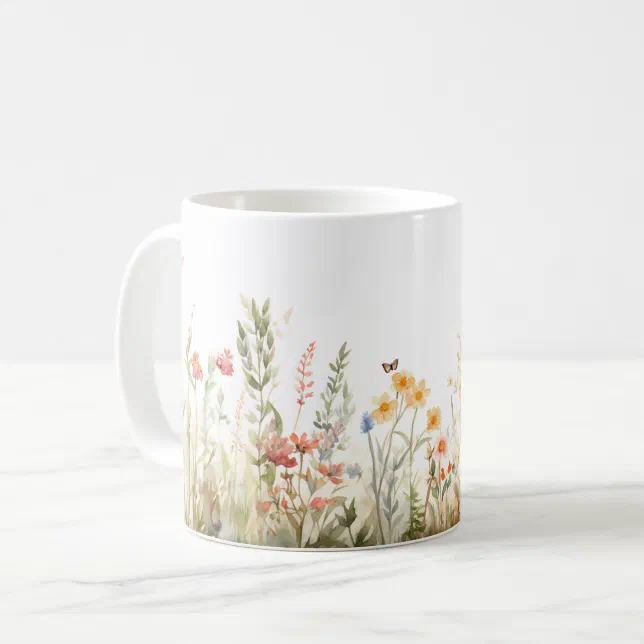 Cottagecore Wildflower Coaster Vintage Floral Coffee Mug | Zazzle
