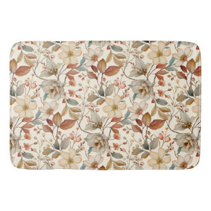 Cottagecore Wildflower Watercolor Vintage Pattern Bath Mat