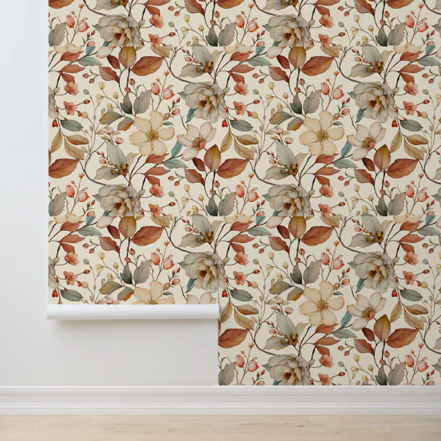 Cottagecore Wildflower Watercolor Vintage Pattern Wallpaper | Zazzle