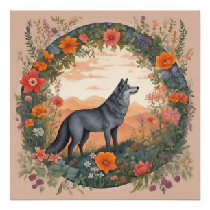 Cottagecore Wolf Poster