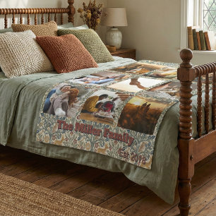 Cottagecore Woodland Deer & Owl 9 Photo Family Fleece Blanket