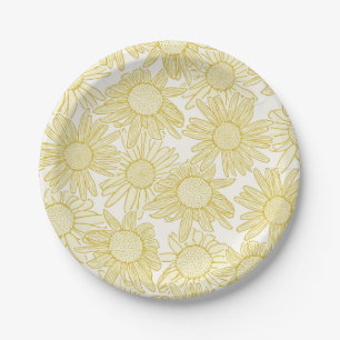 Cottagecore Yellow Daisy Flowers Paper Plates