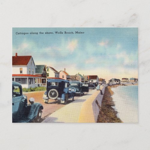 Cottages along the Shore Wells Beach Maine Postcard