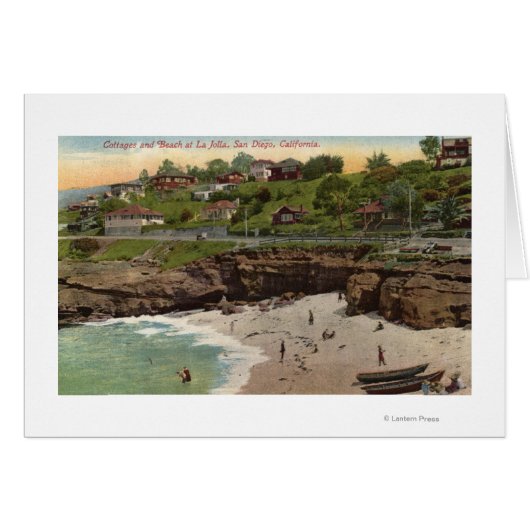 Cottages and Beach at La Jolla Cards (Front Horizontal)