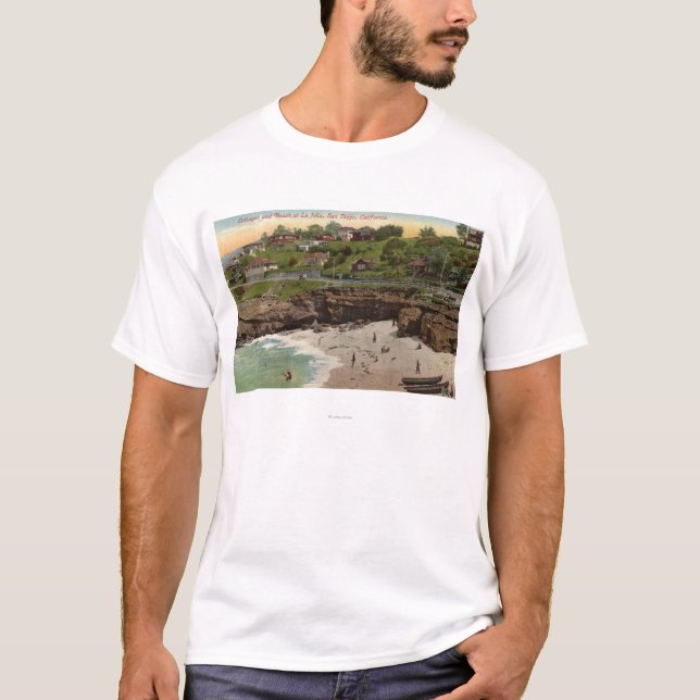 Cottages and Beach at La Jolla T-Shirt (Front)