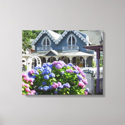 Cottages and Hydrangeas _ Marthas Vineyard Canvas Print