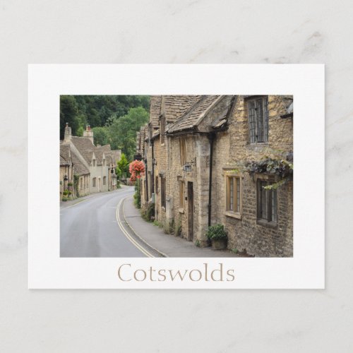 Cottages in Castle Combe UK white postcard