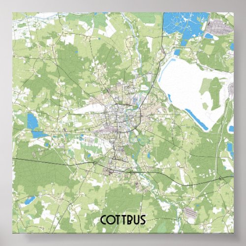 Cottbus map poster
