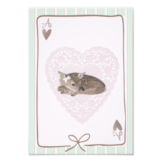 Cotteque sweet fawn card pink poster wall art (Front)