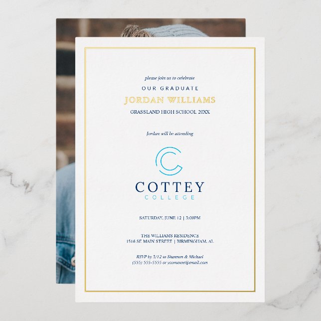 Cottey College Foil Invitation (Front/Back)