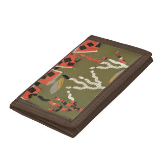 cotton abstract floral design  trifold wallet