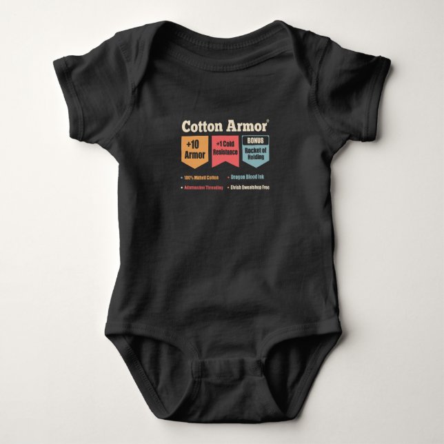 Cotton Armor Explore Dungeons & Slay Dragons Baby Bodysuit (Front)