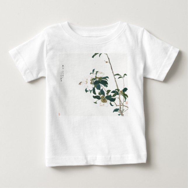 COTTON BABY GIRL T-SHIRT WITH CUSTOM NAME FLOWERS (Front)
