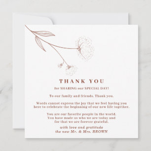 Cotton Boho Terracotta Indie Simple thank you Invitation