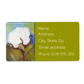 Cotton Boll Address Label by sharonfosterart at Zazzle