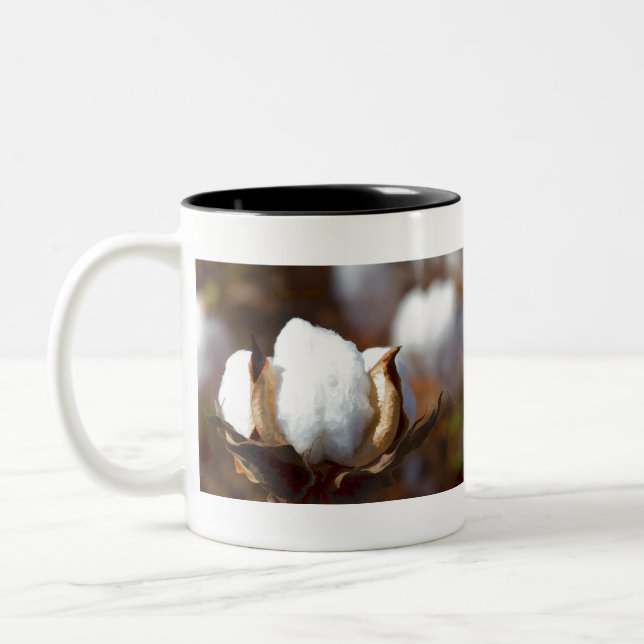 Cotton Boll Art Two-Tone Coffee Mug (Left)