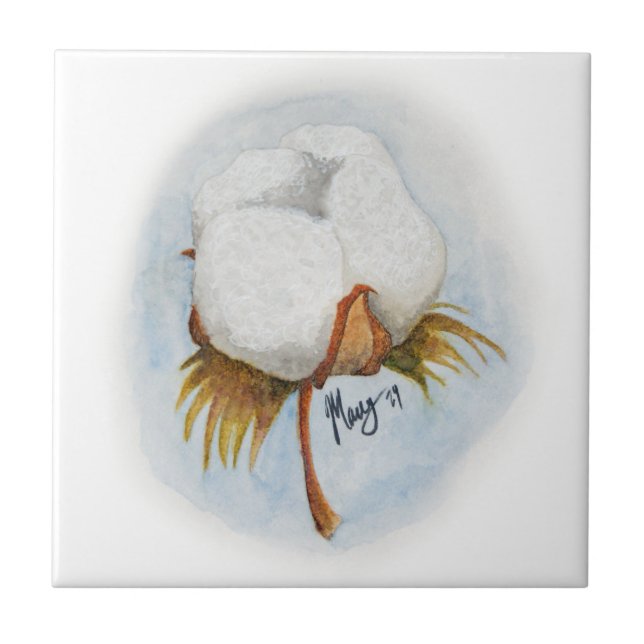 Cotton Boll Ceramic Tile (Front)