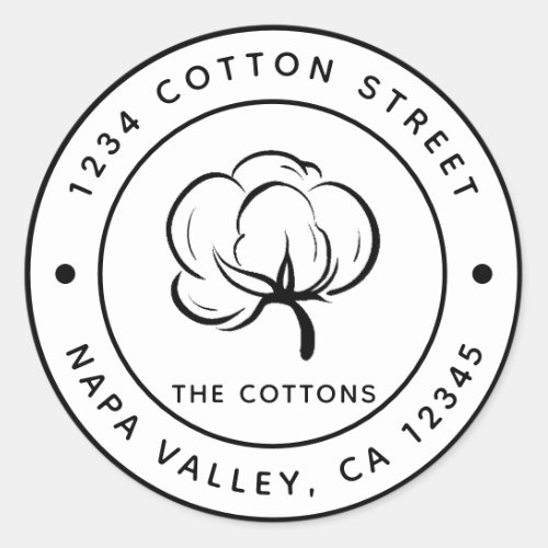 Cotton Boll  Create Your Own Return Address Classic Round Sticker
