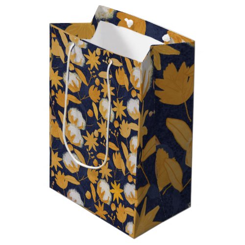 Cotton Boll Harvest Yellow and Navy Gift Bag