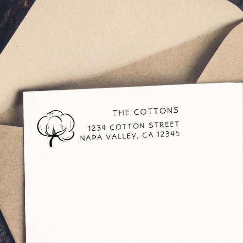 Cotton Boll Icon  Family Name Return Address Self_inking Stamp