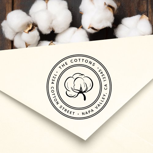 Cotton Boll Icon Return Address Rubber Stamp