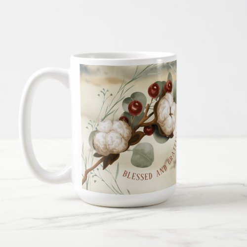 Cotton Boll Plant Blessed and Grateful Coffee Mug
