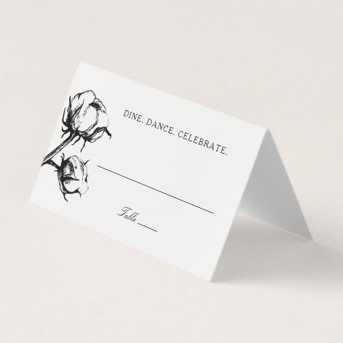 Cotton Boll Plant Drawing Wedding Escort Card