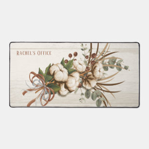 Cotton Boll Plant Elegant Personalized Desk Mat