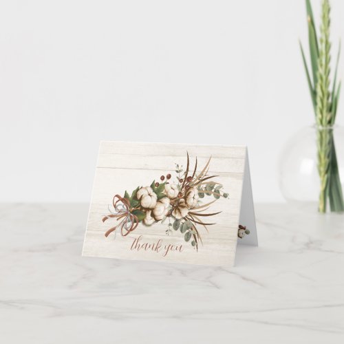 Cotton Boll Plant Thank You Card