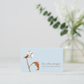 Cotton Boll Plant Watercolor Blue Business Card (Standing Front)