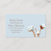 Cotton Boll Plant Watercolor Blue Business Card (Back)